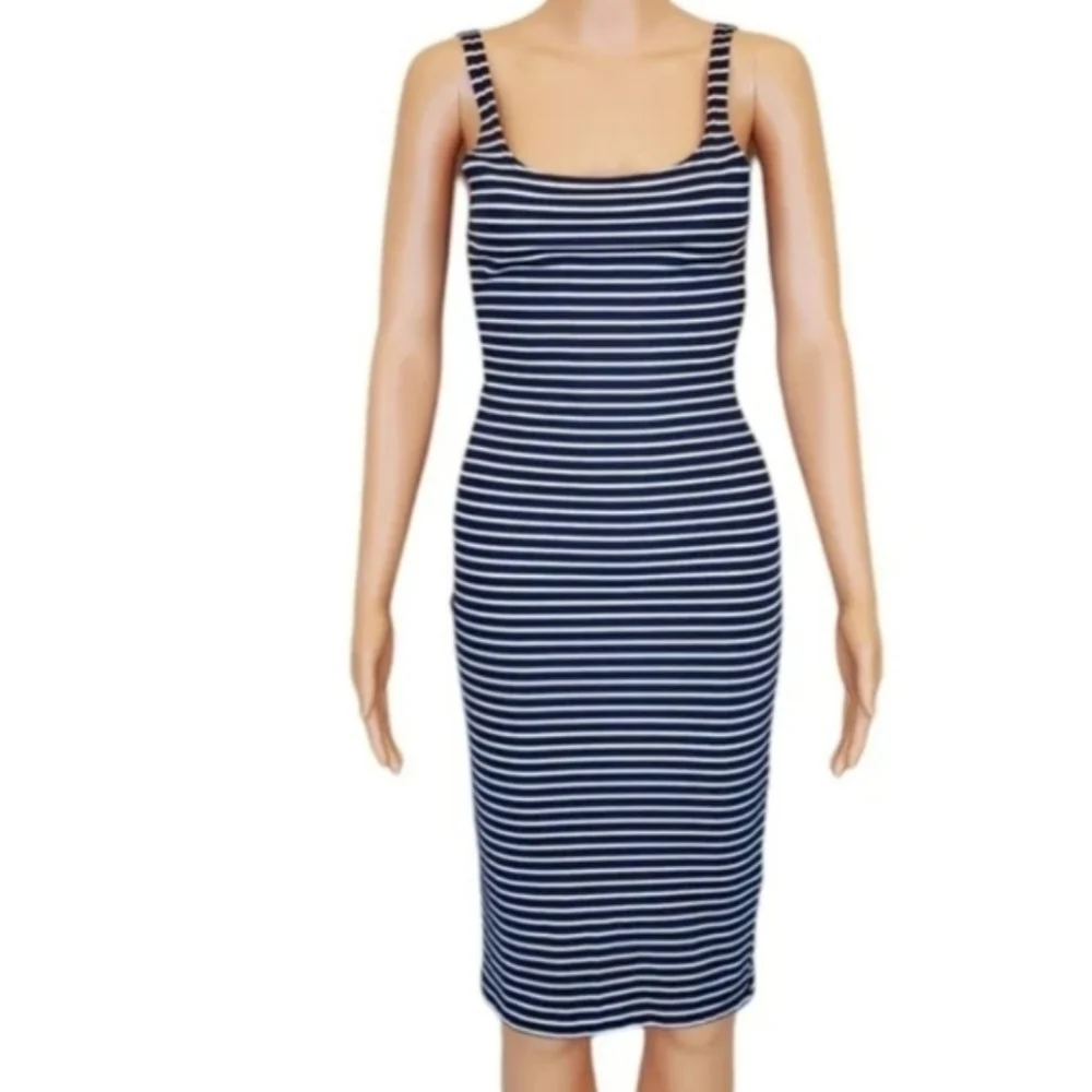 NEW ZARA blue stripe bodycon tank dress